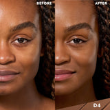 CoverFX Total Cover Cream Foundation Model before and after image in D4